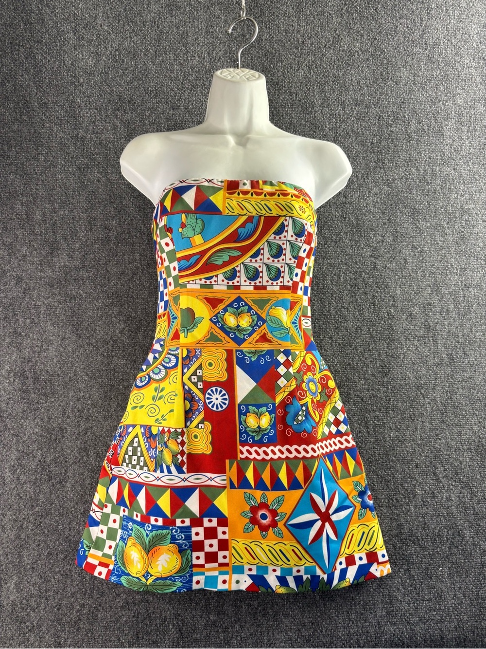 Steven wonders Bright Multicolor Strapless Patchwork Sundress